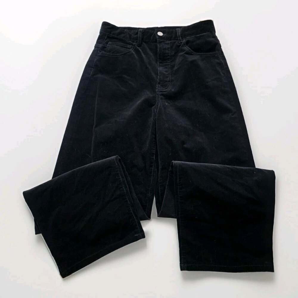 Massimo Dutti Pants Womens EU 36 US 4 Black Microcorduroy Wide Leg 5031/930 Goth - Picture 15 of 16